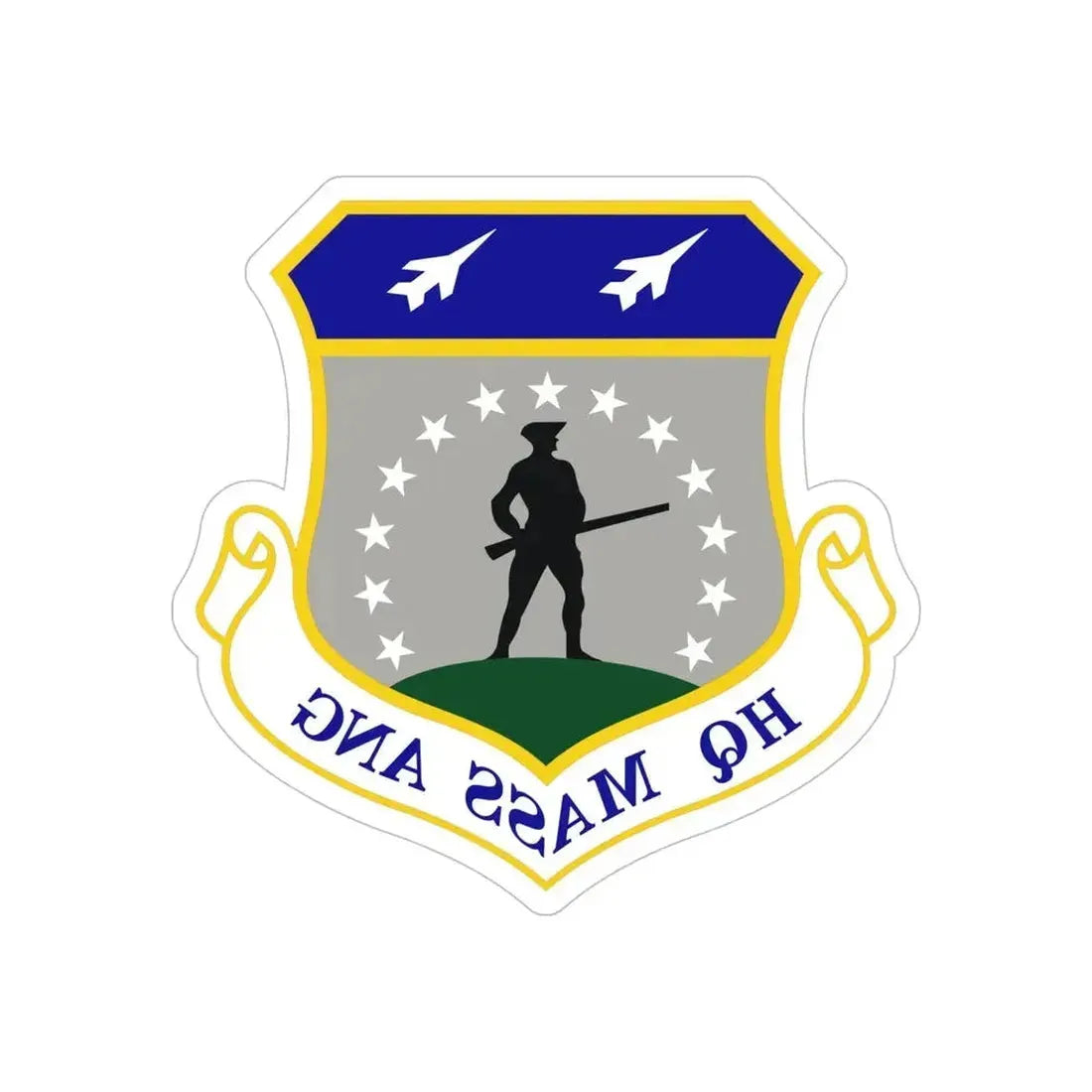 Headquarters Massachusetts Air National Guard (U.S. Air Force) REVERSE PRINT Transparent Die-Cut STICKER - The Sticker Space