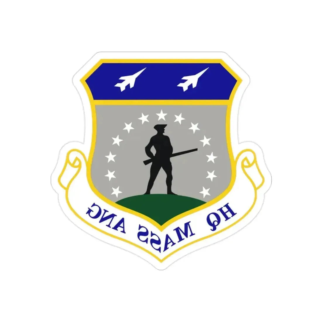 Headquarters Massachusetts Air National Guard (U.S. Air Force) REVERSE PRINT Transparent Die-Cut STICKER - The Sticker Space