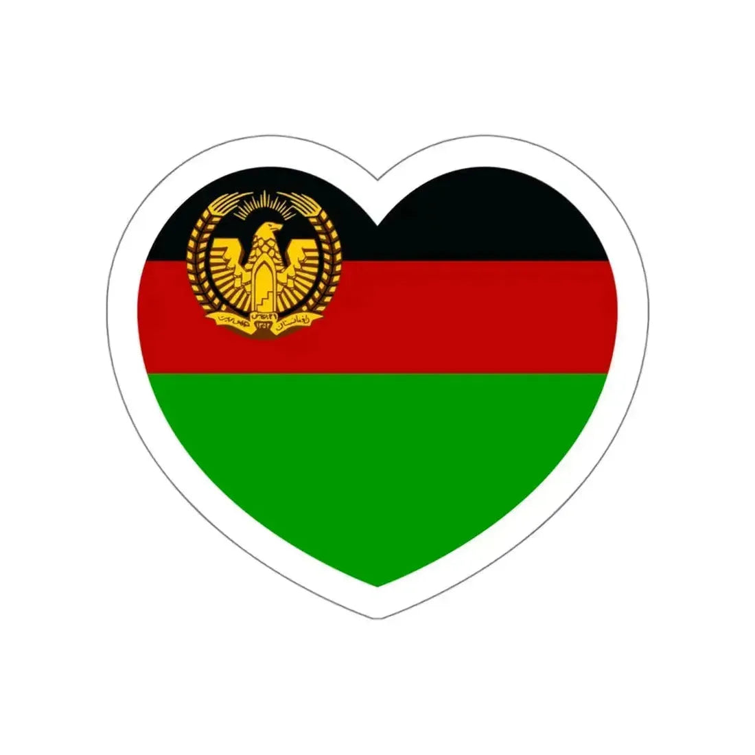 Heart Flag of Afghanistan 1974-1978 - STICKER Vinyl Die-Cut Decal White Die-Cut 4 Inch - The Sticker Space