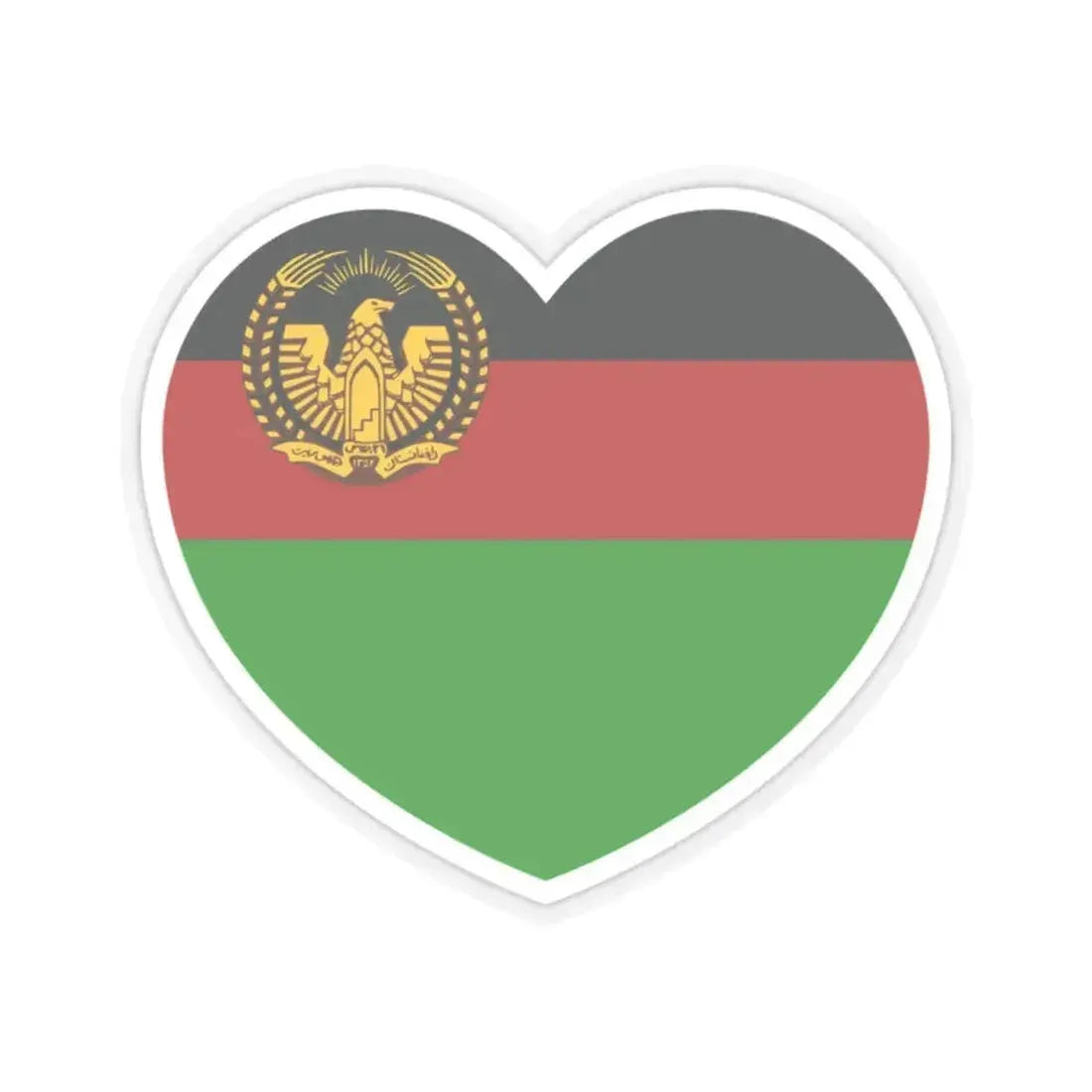 Heart Flag of Afghanistan 1974-1978 - STICKER Vinyl Kiss-Cut Decal 2 Inch Transparent - The Sticker Space
