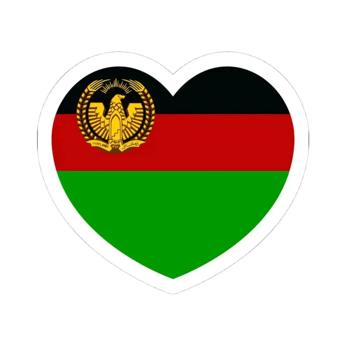 Heart Flag of Afghanistan 1974-1978 - STICKER Vinyl Kiss-Cut Decal 4 Inch White - The Sticker Space