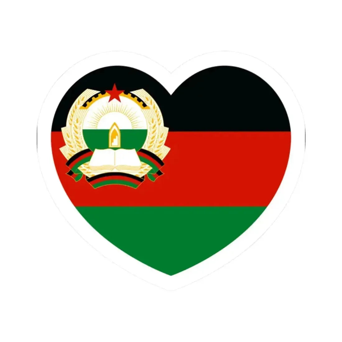 Heart Flag of Afghanistan 1980-1987 - STICKER Vinyl Kiss-Cut Decal 2 Inch White - The Sticker Space