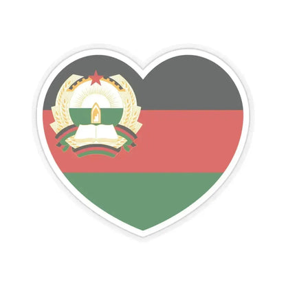 Heart Flag of Afghanistan 1980-1987 - STICKER Vinyl Kiss-Cut Decal 3 Inch Transparent - The Sticker Space