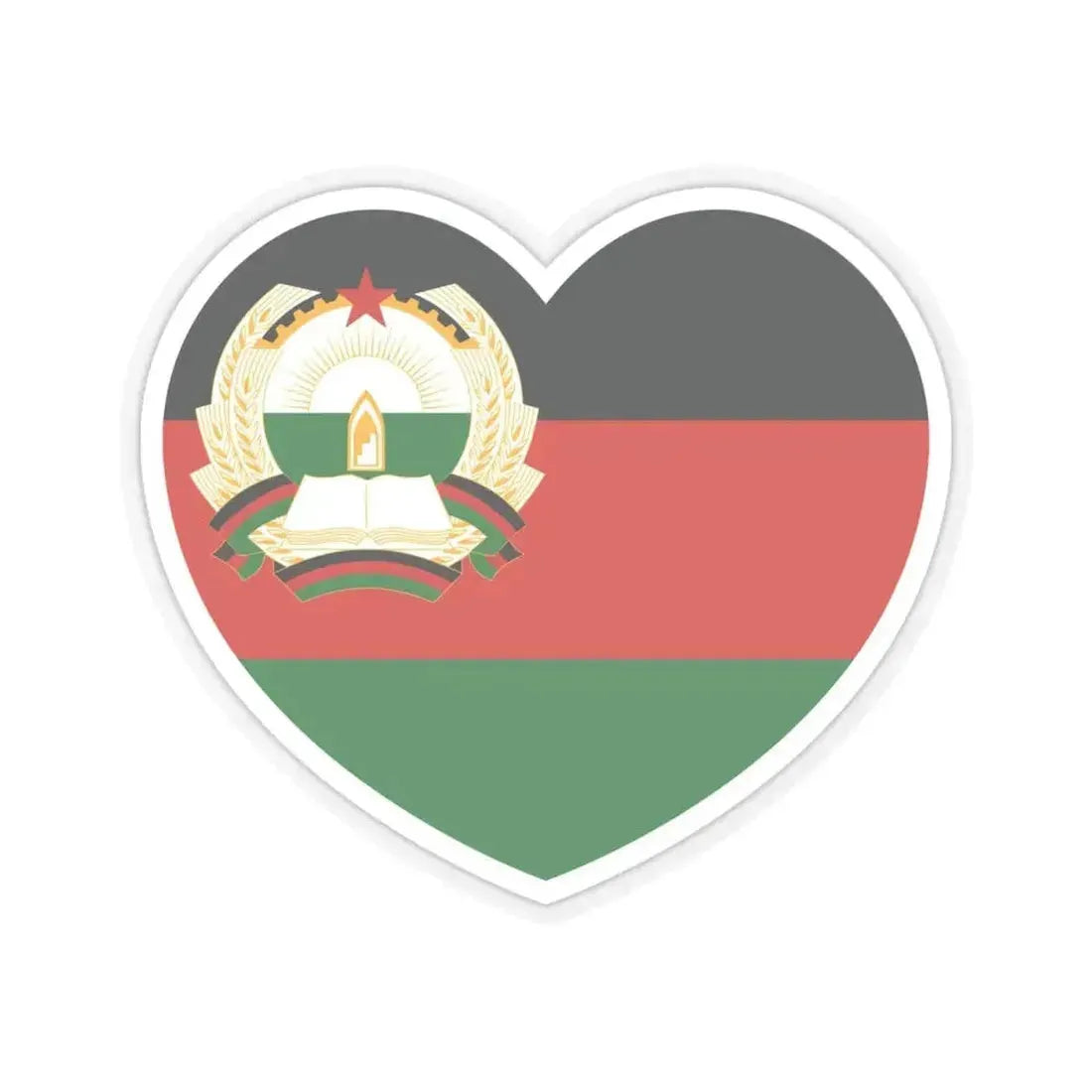 Heart Flag of Afghanistan 1980-1987 - STICKER Vinyl Kiss-Cut Decal 6 Inch Transparent - The Sticker Space