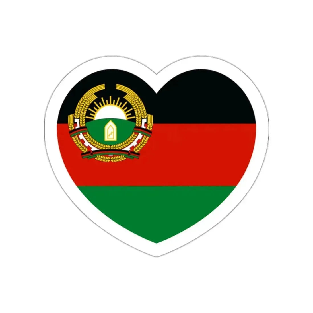 Heart Flag of Afghanistan 1987-1992 - STICKER Vinyl Die-Cut Decal White Die-Cut 2 Inch - The Sticker Space