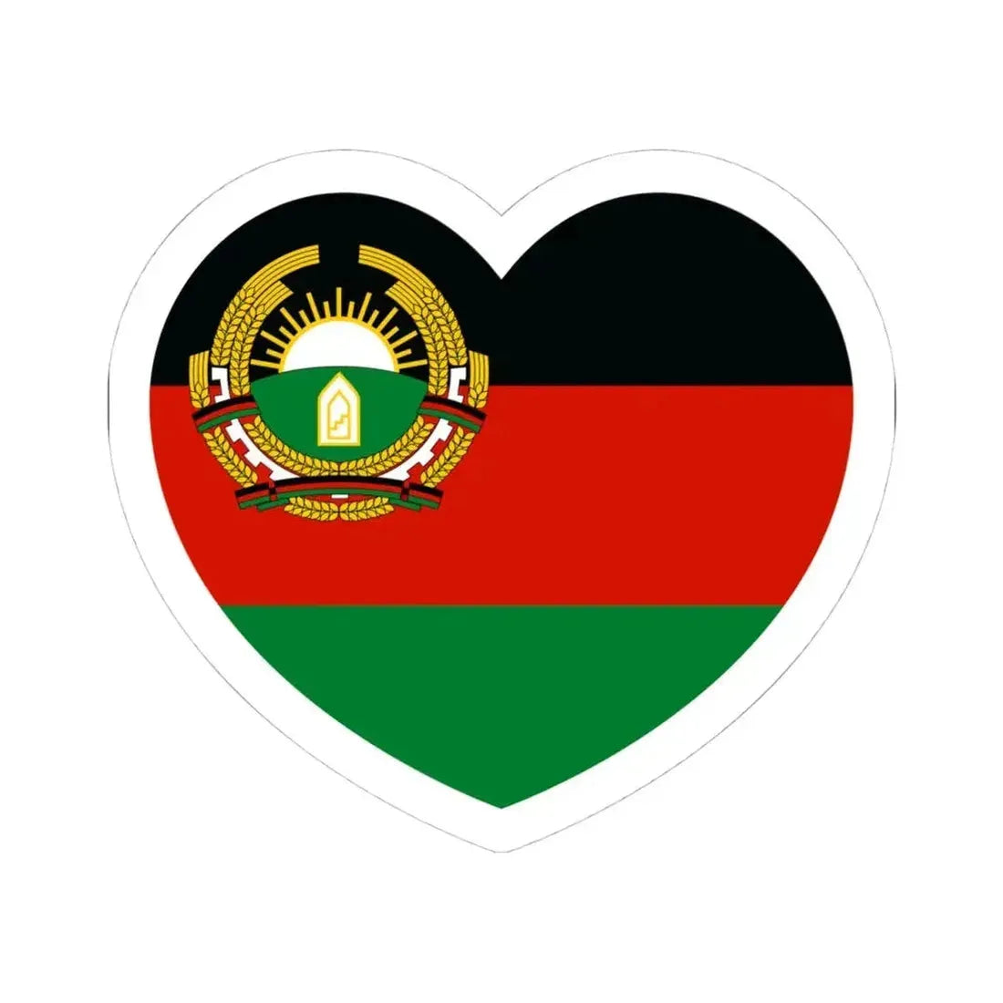 Heart Flag of Afghanistan 1987-1992 - STICKER Vinyl Kiss-Cut Decal 4 Inch White - The Sticker Space