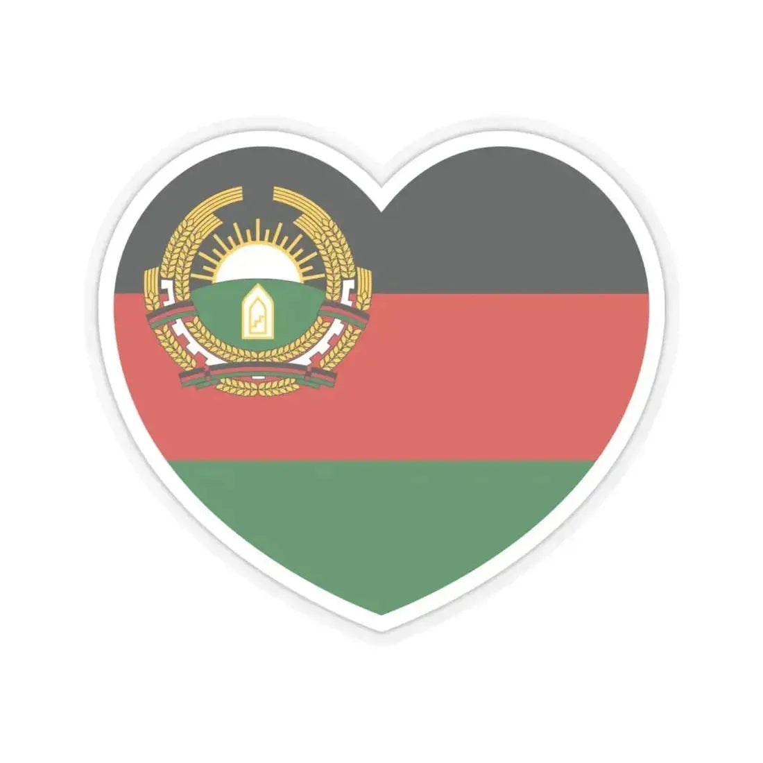 Heart Flag of Afghanistan 1987-1992 - STICKER Vinyl Kiss-Cut Decal 6 Inch Transparent - The Sticker Space