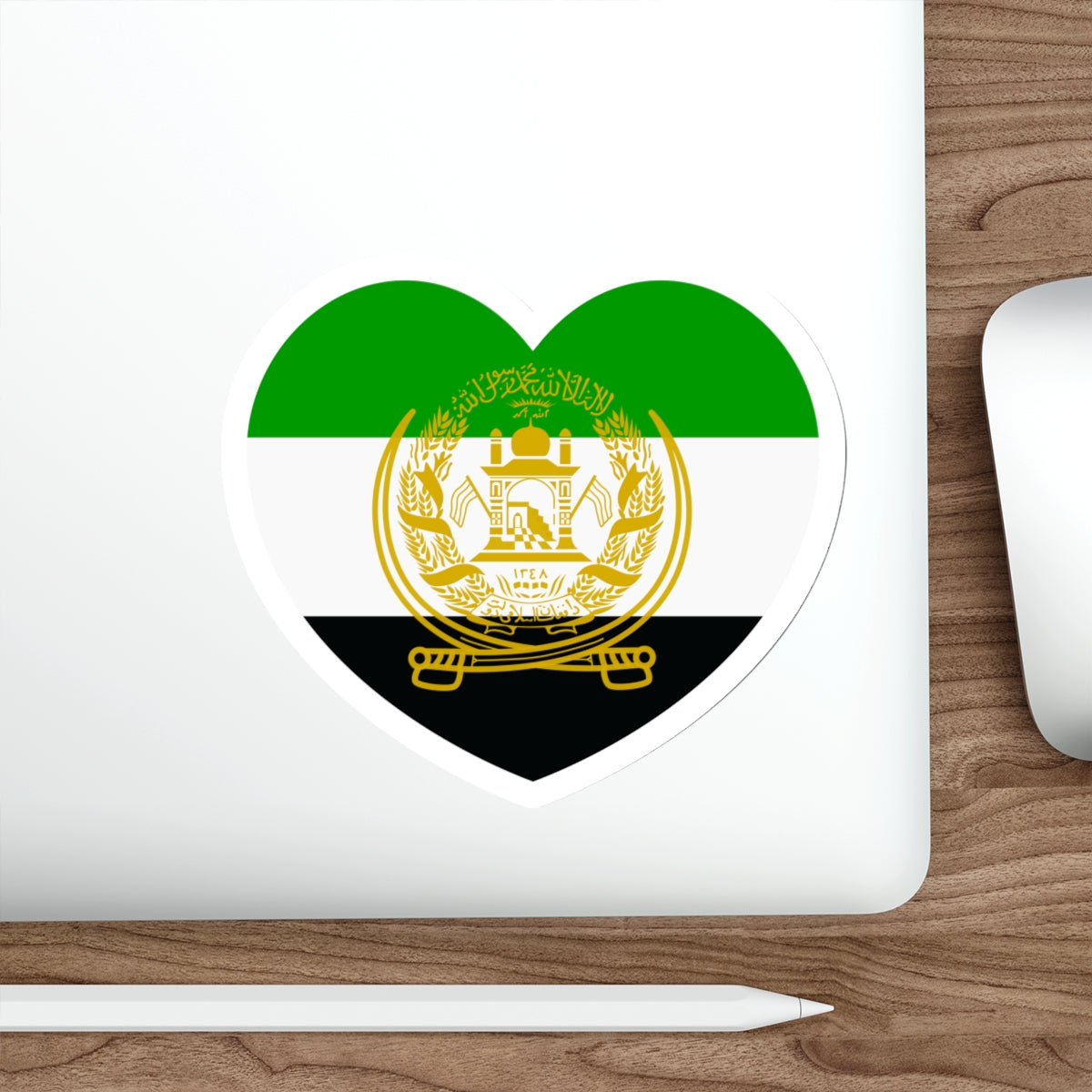 Heart Flag of Afghanistan 1992-2001 - STICKER Vinyl Die-Cut Decal-The Sticker Space