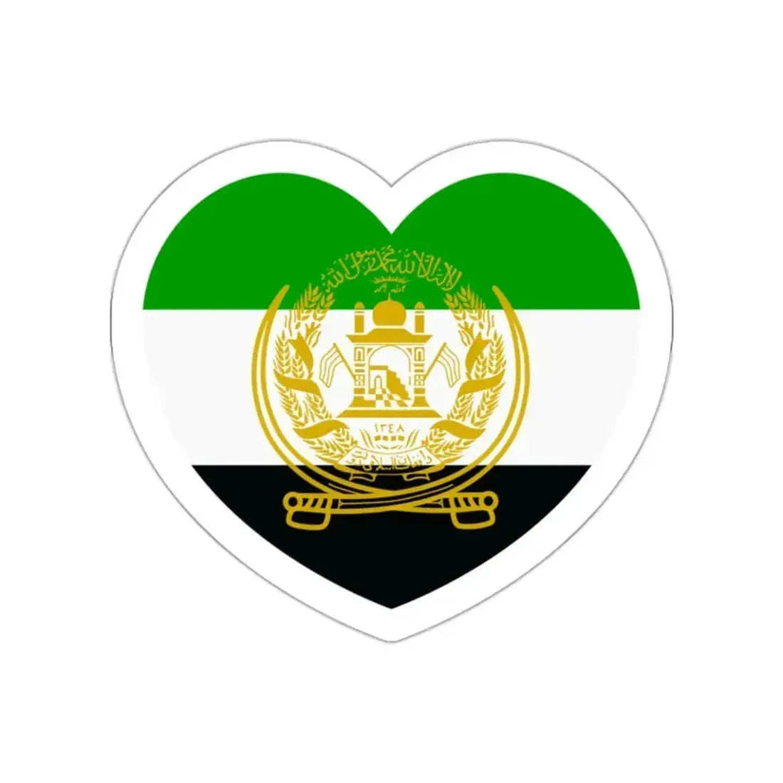 Heart Flag of Afghanistan 1992-2001 - STICKER Vinyl Die-Cut Decal White Die-Cut 2 Inch - The Sticker Space