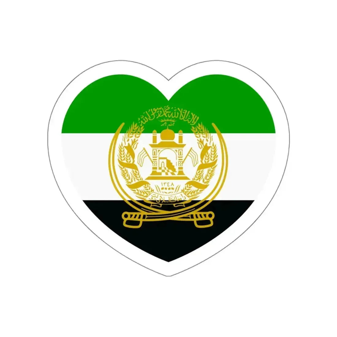 Heart Flag of Afghanistan 1992-2001 - STICKER Vinyl Die-Cut Decal White Die-Cut 5 Inch - The Sticker Space