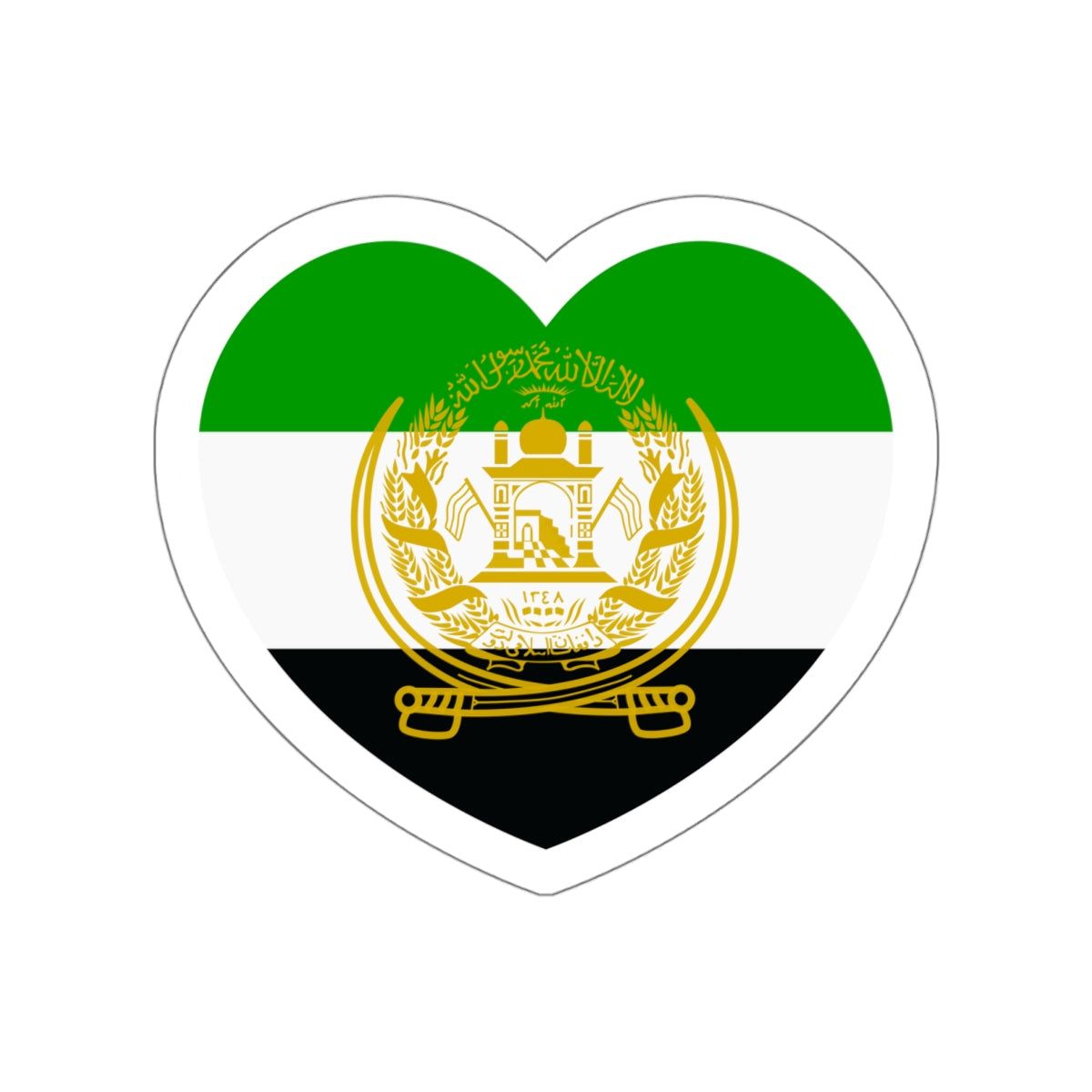 Heart Flag of Afghanistan 1992-2001 - STICKER Vinyl Die-Cut Decal-White-The Sticker Space