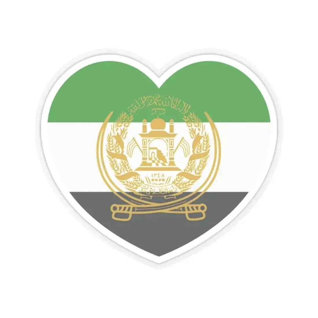 Heart Flag of Afghanistan 1992-2001 - STICKER Vinyl Kiss-Cut Decal 2 Inch Transparent - The Sticker Space