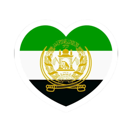 Heart Flag of Afghanistan 1992-2001 - STICKER Vinyl Kiss-Cut Decal 2 Inch White - The Sticker Space