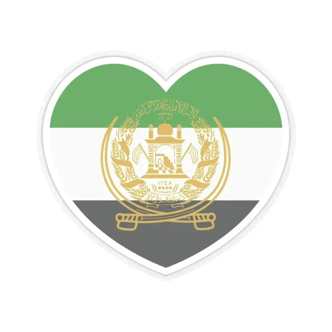 Heart Flag of Afghanistan 1992-2001 - STICKER Vinyl Kiss-Cut Decal 3 Inch Transparent - The Sticker Space