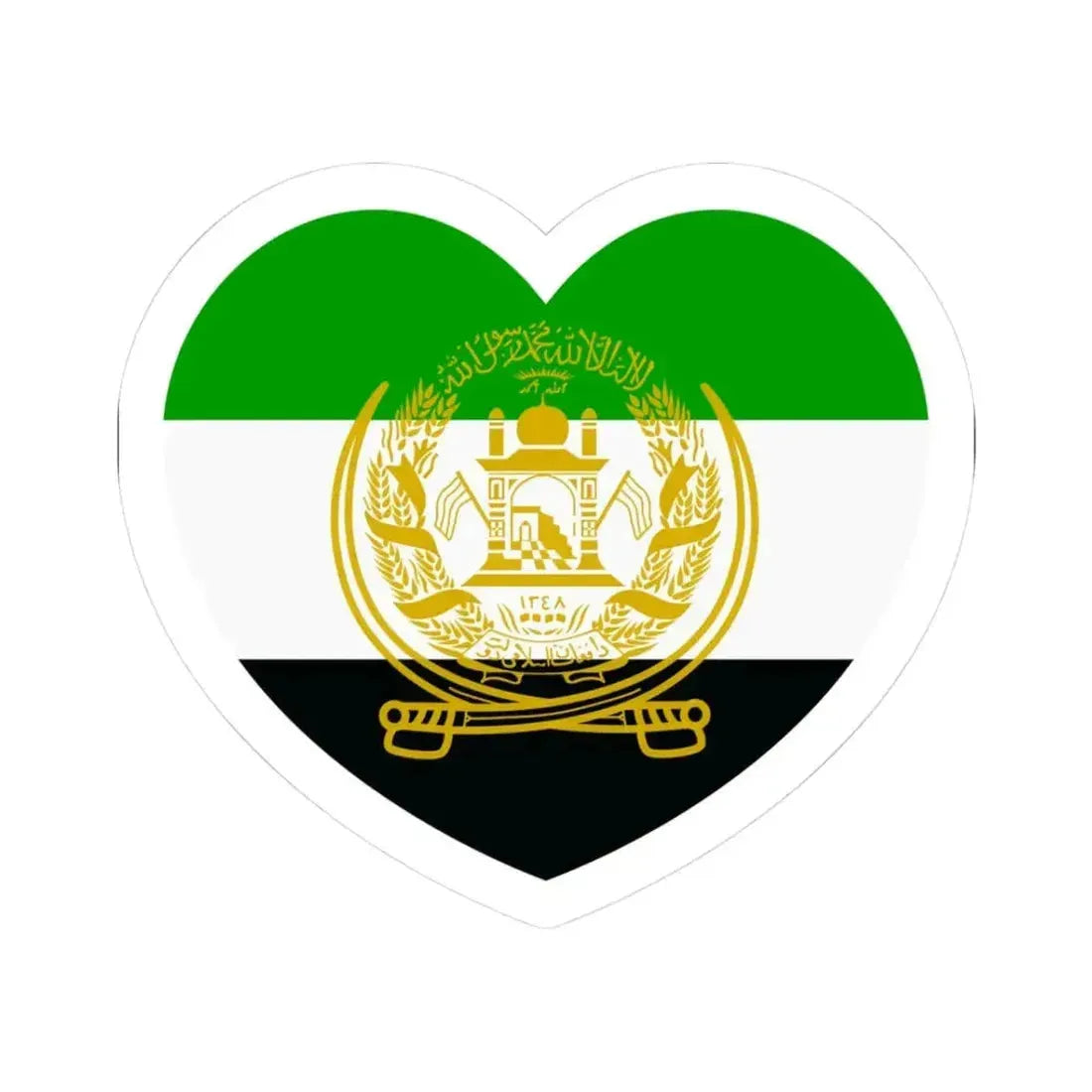 Heart Flag of Afghanistan 1992-2001 - STICKER Vinyl Kiss-Cut Decal 3 Inch White - The Sticker Space