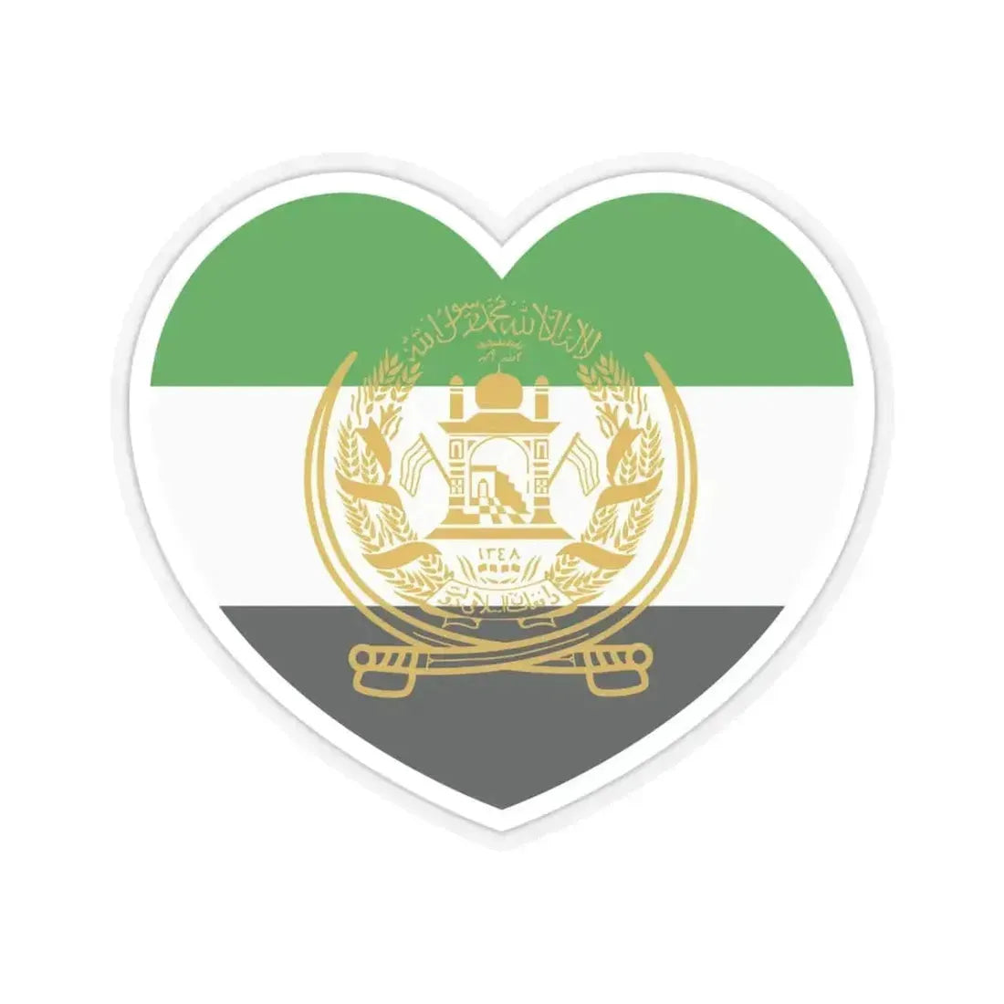 Heart Flag of Afghanistan 1992-2001 - STICKER Vinyl Kiss-Cut Decal 4 Inch Transparent - The Sticker Space