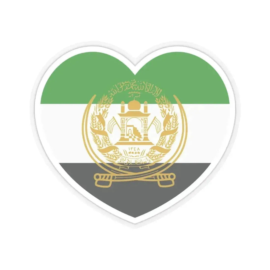 Heart Flag of Afghanistan 1992-2001 - STICKER Vinyl Kiss-Cut Decal 6 Inch Transparent - The Sticker Space