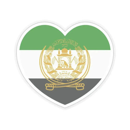 Heart Flag of Afghanistan 1992-2001 - STICKER Vinyl Kiss-Cut Decal 6 Inch Transparent - The Sticker Space