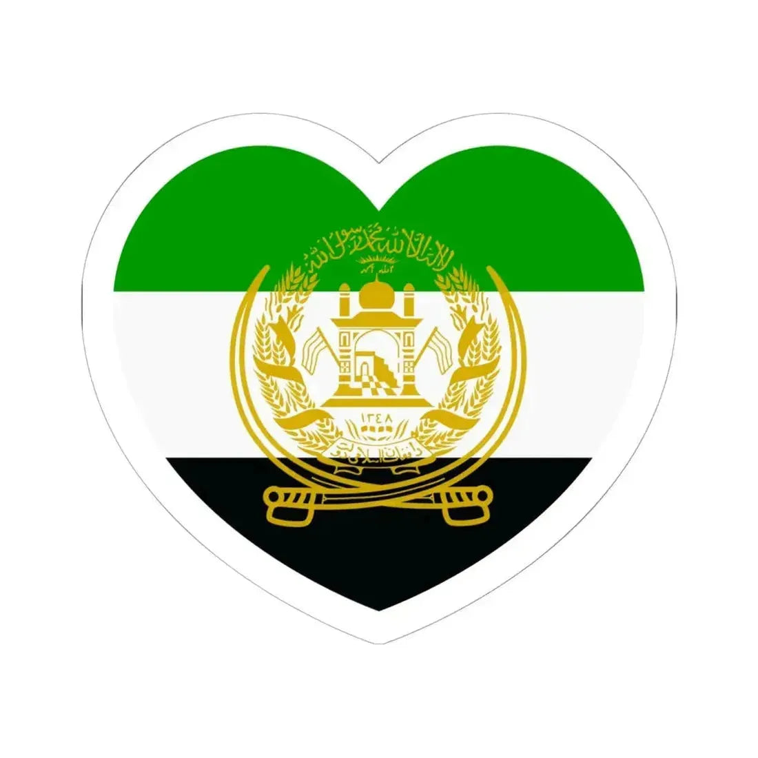 Heart Flag of Afghanistan 1992-2001 - STICKER Vinyl Kiss-Cut Decal 6 Inch White - The Sticker Space