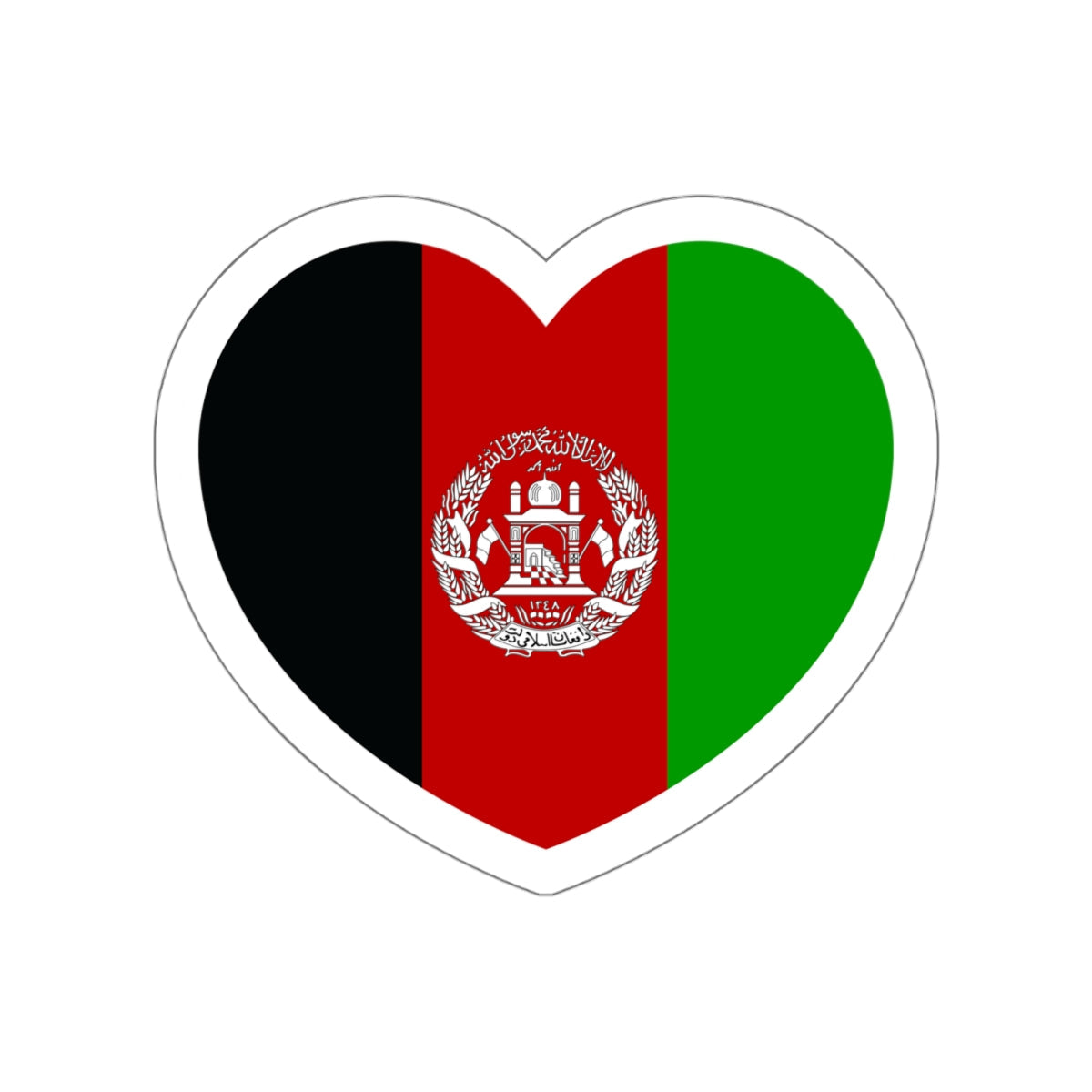 Heart Flag of Afghanistan 2002-2004 - STICKER Vinyl Die-Cut Decal-White-The Sticker Space