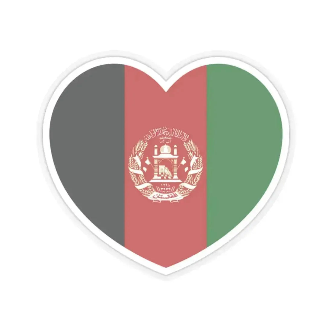 Heart Flag of Afghanistan 2004-2013 - STICKER Vinyl Kiss-Cut Decal 2 Inch Transparent - The Sticker Space