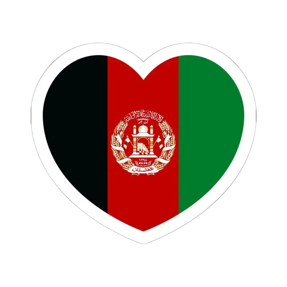 Heart Flag of Afghanistan 2004-2013 - STICKER Vinyl Kiss-Cut Decal 6 Inch White - The Sticker Space