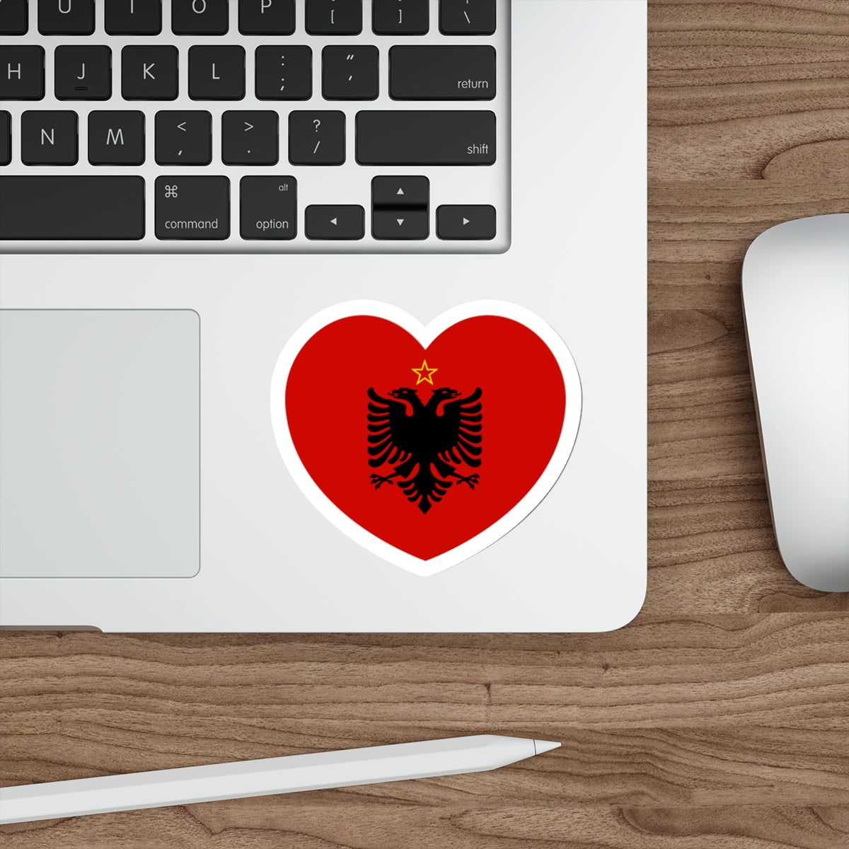 Heart Flag of Albania 1946-1992 - STICKER Vinyl Die-Cut Decal-The Sticker Space