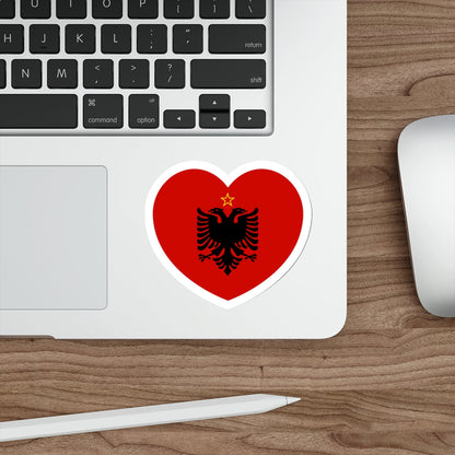 Heart Flag of Albania 1946-1992 - STICKER Vinyl Die-Cut Decal-The Sticker Space