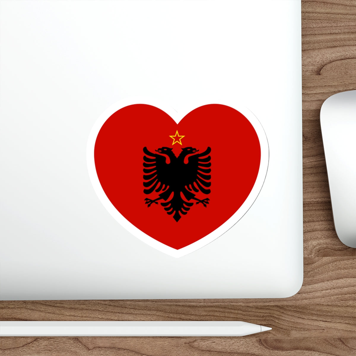 Heart Flag of Albania 1946-1992 - STICKER Vinyl Die-Cut Decal-The Sticker Space