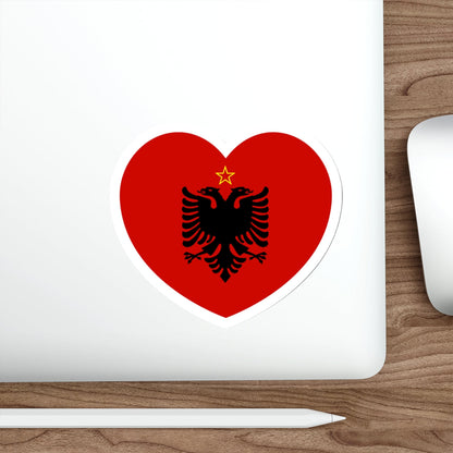 Heart Flag of Albania 1946-1992 - STICKER Vinyl Die-Cut Decal-The Sticker Space