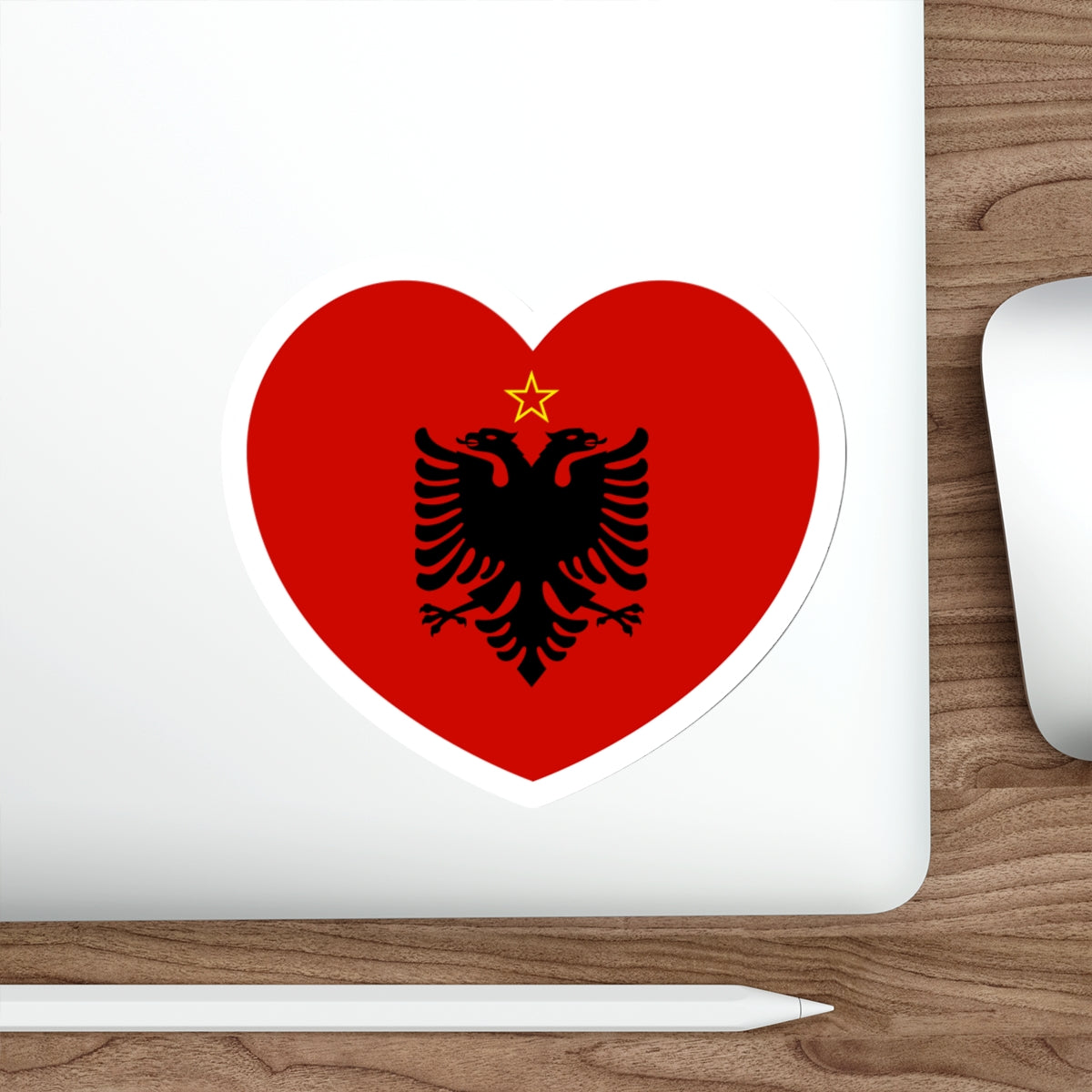 Heart Flag of Albania 1946-1992 - STICKER Vinyl Die-Cut Decal-The Sticker Space