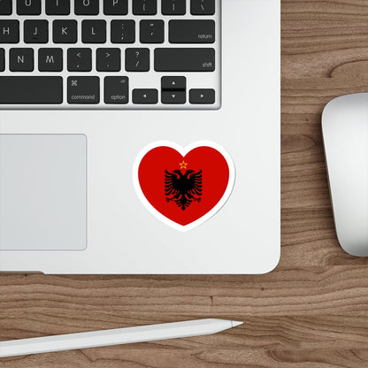 Heart Flag of Albania 1946-1992 - STICKER Vinyl Die-Cut Decal-The Sticker Space