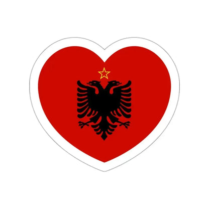 Heart Flag of Albania 1946-1992 - STICKER Vinyl Die-Cut Decal White Die-Cut 2 Inch - The Sticker Space