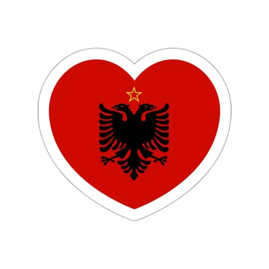 Heart Flag of Albania 1946-1992 - STICKER Vinyl Die-Cut Decal White Die-Cut 2 Inch - The Sticker Space