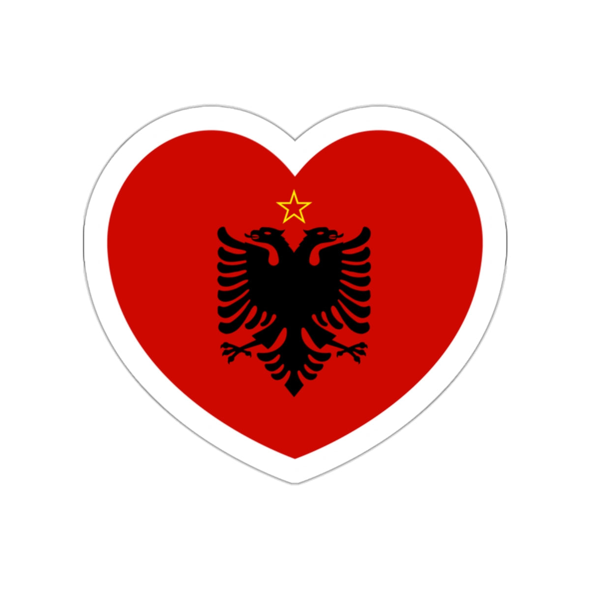 Heart Flag of Albania 1946-1992 - STICKER Vinyl Die-Cut Decal-White-The Sticker Space