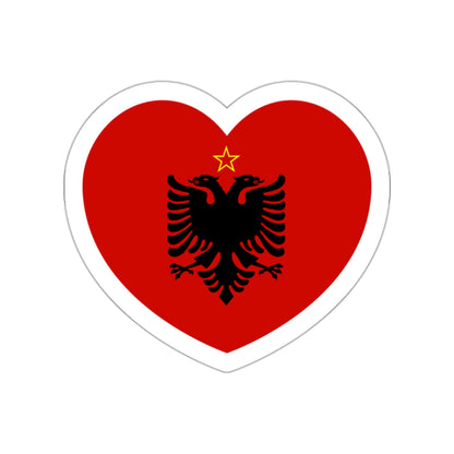 Heart Flag of Albania 1946-1992 - STICKER Vinyl Die-Cut Decal-White-The Sticker Space