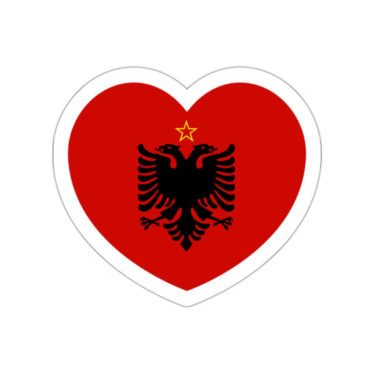 Heart Flag of Albania 1946-1992 - STICKER Vinyl Die-Cut Decal-White-The Sticker Space