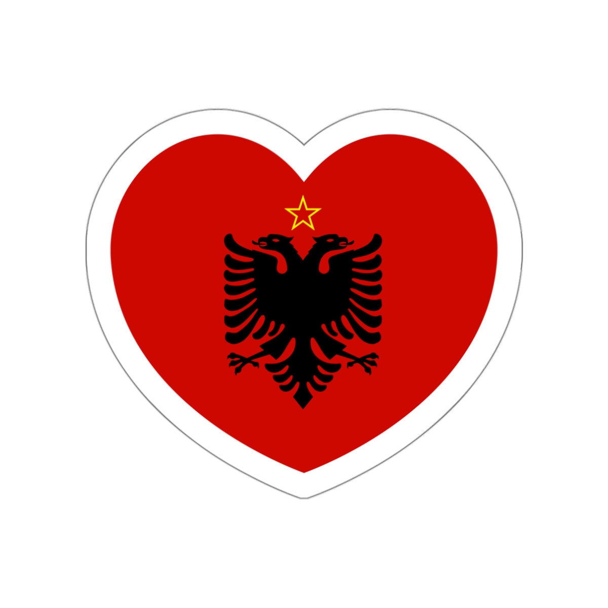 Heart Flag of Albania 1946-1992 - STICKER Vinyl Die-Cut Decal-White-The Sticker Space