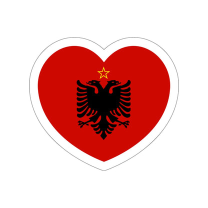 Heart Flag of Albania 1946-1992 - STICKER Vinyl Die-Cut Decal-White-The Sticker Space