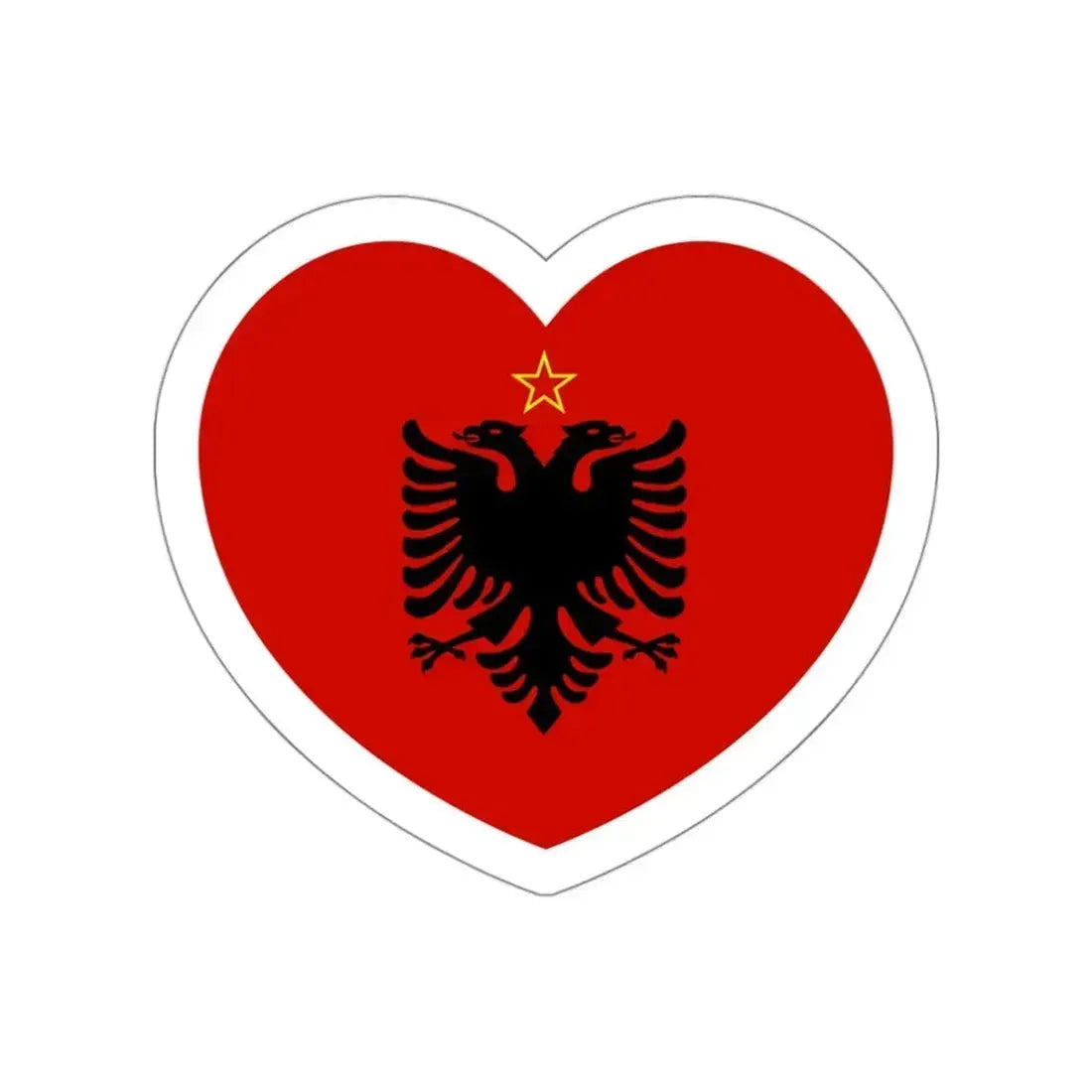 Heart Flag of Albania 1946-1992 - STICKER Vinyl Die-Cut Decal White Die-Cut 3 Inch - The Sticker Space