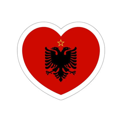 Heart Flag of Albania 1946-1992 - STICKER Vinyl Die-Cut Decal White Die-Cut 3 Inch - The Sticker Space