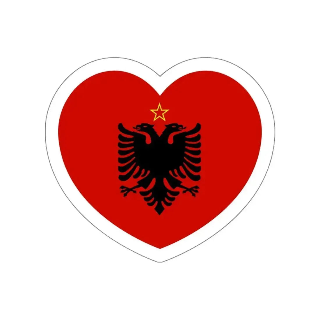 Heart Flag of Albania 1946-1992 - STICKER Vinyl Die-Cut Decal White Die-Cut 4 Inch - The Sticker Space