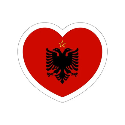 Heart Flag of Albania 1946-1992 - STICKER Vinyl Die-Cut Decal White Die-Cut 4 Inch - The Sticker Space