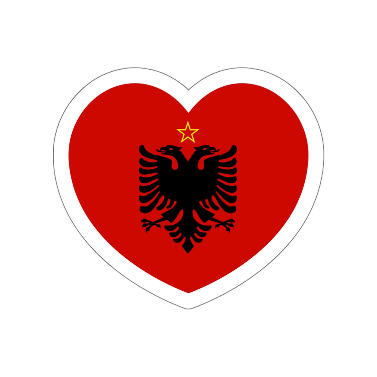 Heart Flag of Albania 1946-1992 - STICKER Vinyl Die-Cut Decal-White-The Sticker Space