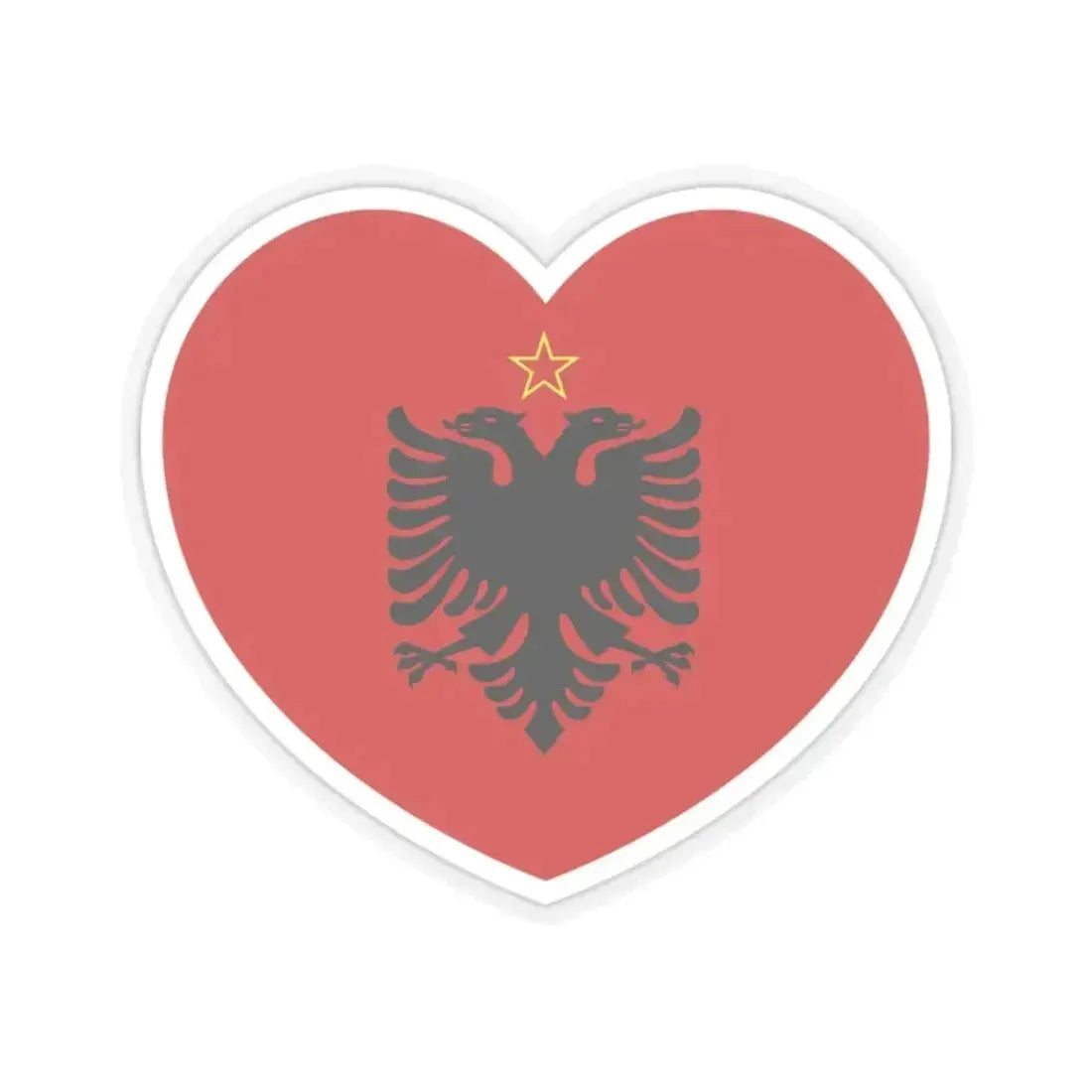 Heart Flag of Albania 1946-1992 - STICKER Vinyl Kiss-Cut Decal 2 Inch Transparent - The Sticker Space