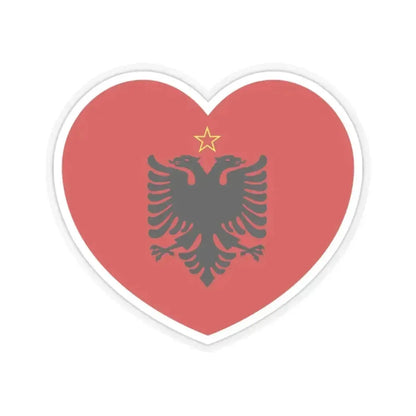Heart Flag of Albania 1946-1992 - STICKER Vinyl Kiss-Cut Decal 2 Inch Transparent - The Sticker Space