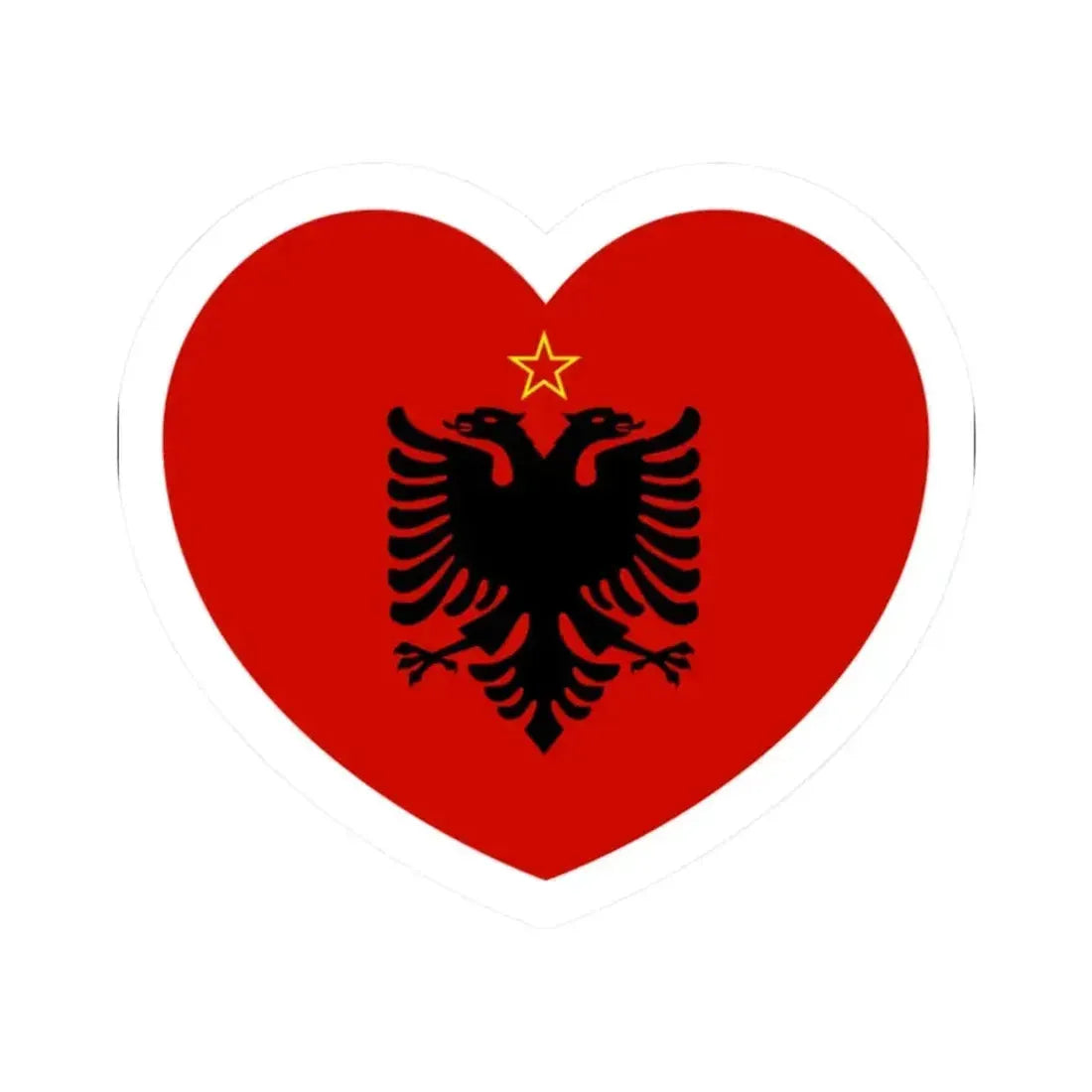 Heart Flag of Albania 1946-1992 - STICKER Vinyl Kiss-Cut Decal 2 Inch White - The Sticker Space