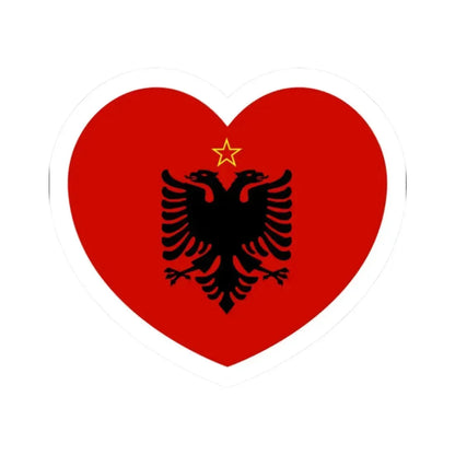Heart Flag of Albania 1946-1992 - STICKER Vinyl Kiss-Cut Decal 2 Inch White - The Sticker Space