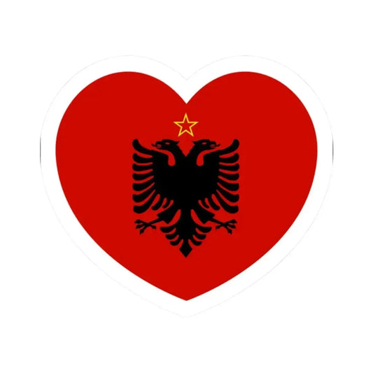 Heart Flag of Albania 1946-1992 - STICKER Vinyl Kiss-Cut Decal 2 Inch White - The Sticker Space