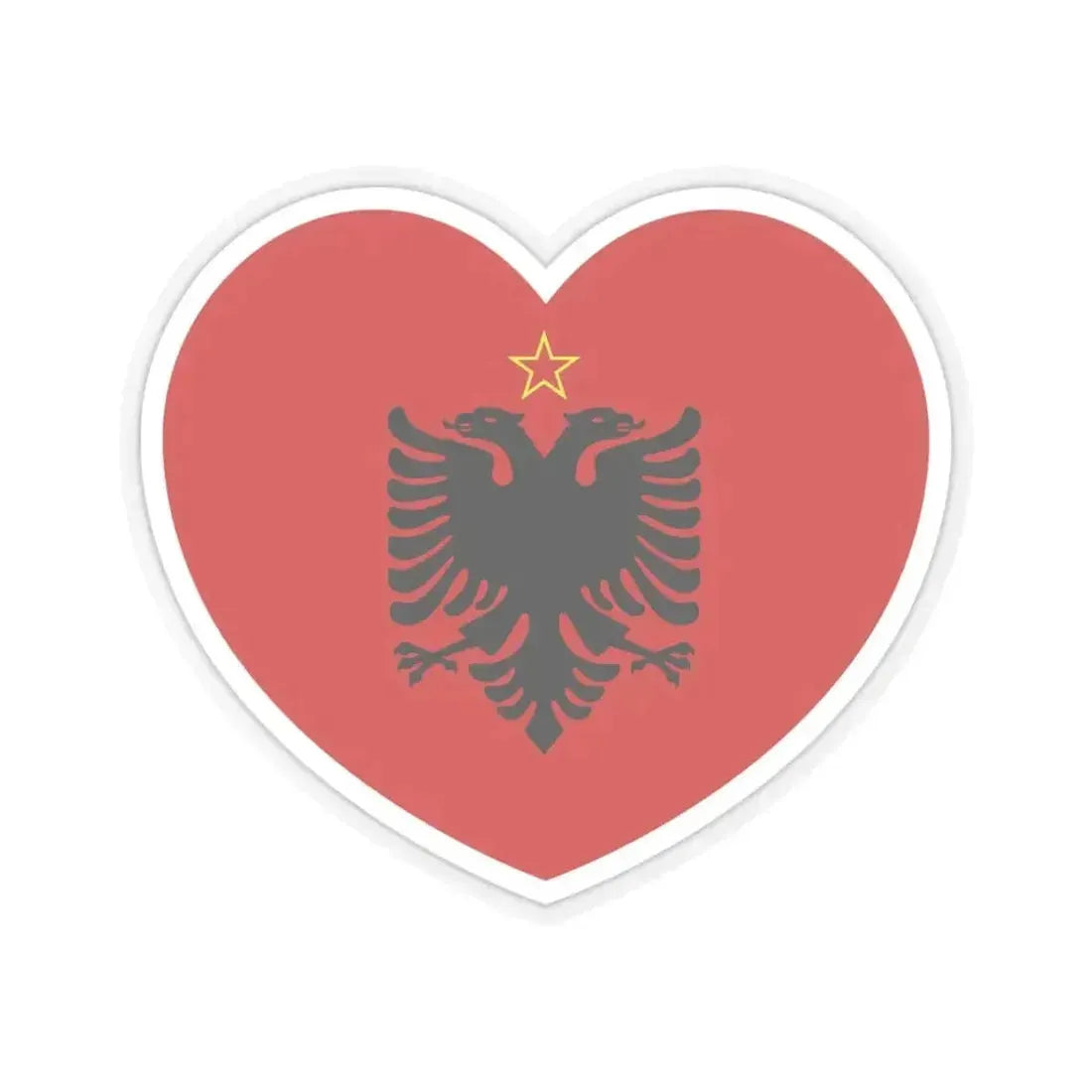 Heart Flag of Albania 1946-1992 - STICKER Vinyl Kiss-Cut Decal 3 Inch Transparent - The Sticker Space